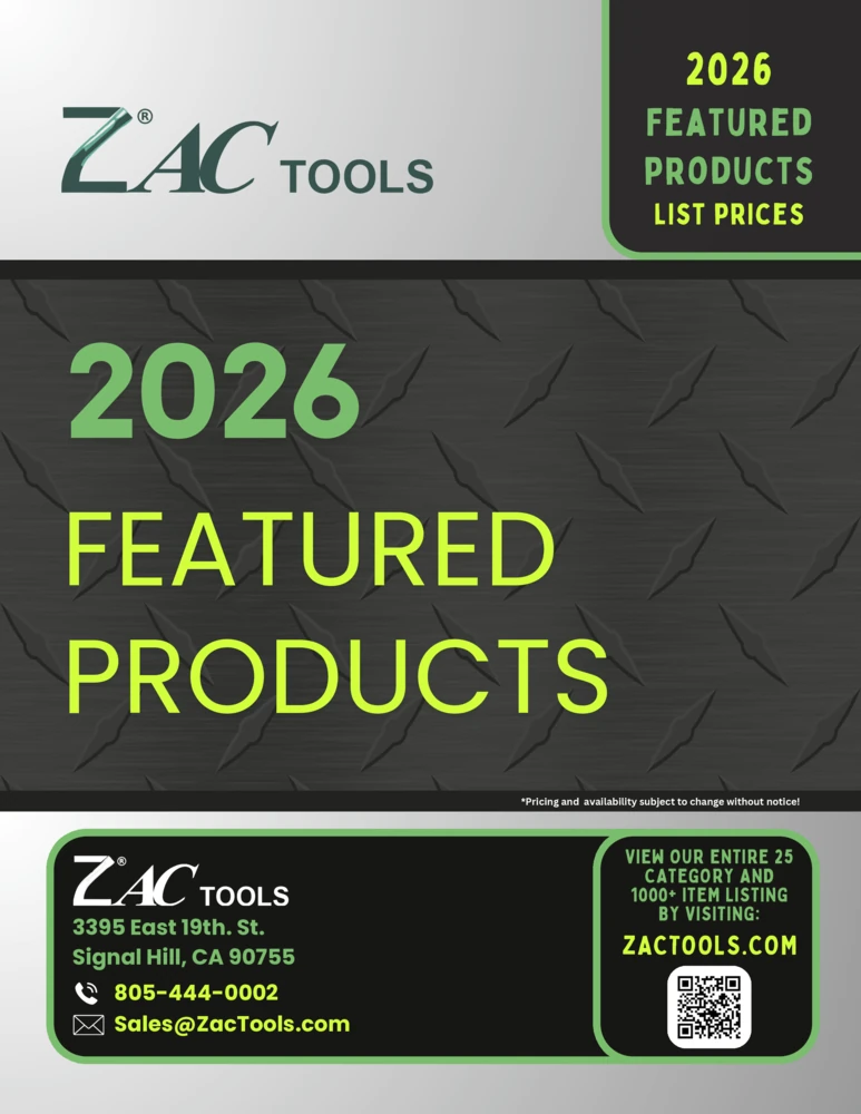 Cover of the 2026 ZAC Tools Featured Products list price booklet